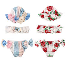 3Pcs Toddler Baby Girls Kids Swimsuit Swimwear Bathing Suit Tankini Bikini Sets 2024 - buy cheap