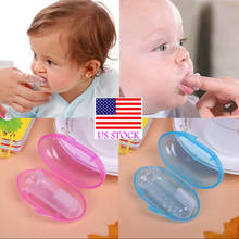 Escova de dentes de silicone para bebê com caixa, conjunto escova de dentes transparente prática para bebês recém-nascidos e crianças pequenas 2024 - compre barato