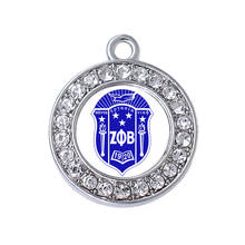 Transparent enamel metal round ZETA PHI BETA sorority shield badge sticker charm Greek letter society rhinestone jewelry pendant 2024 - buy cheap