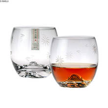 Новое поступление, прозрачный хрустальный бокал для виски Fuji с изображением ледяных цветов, без свинца, креативный бокал для вина, бренди, рома, ликера, пива 2024 - купить недорого