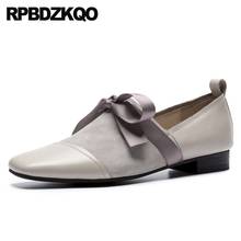 Zapatos de diseñador de alta calidad para mujer, calzado de lujo con punta cuadrada, planos de ante gris, sin cordones, de cuero genuino chino, color negro, 2021 2024 - compra barato