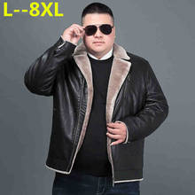 8XL 6XL 5XL 4XL Plus Winter Sheepskin Coat For Men Stylish Men's Leather Jackets Male Zipper Moto Jacket 2024 - compre barato