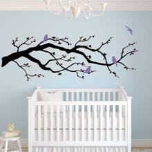 Decalque de parede de vinil para crianças, quarto de bebê, adesivo de árvore diy para galhos e pássaros, decoração quarto de berçário de casa moderno, feito à mão q57 2024 - compre barato