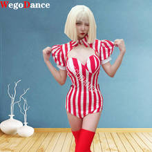 New Nightclub Group Gogo Lead Dance Dress Paty Girl Red And White Stripe Costume 2024 - buy cheap