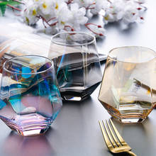 Copo geométrico de vidro, copo de vidro cristal, uísque, copo de vidro, água, casa, bar, presente de casal 2024 - compre barato