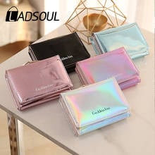 Ladsoul Women Laser Holographic Wallet Short Cute Coin Purse Small Wallet Women Folding Wallet Card Holder Portefeuille Femme 2024 - buy cheap