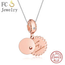 FC Jewelry 925 Sterling Silver Rose Gold Sunflower Letter You Are My Sunshine Pendants Necklace initial Chain Chokers Trinket 2024 - buy cheap