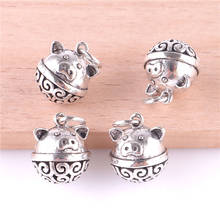 10pcs 23439 Vintage Silver Cute Pig Bell Charms Pendant For Jewelry Making Craft Handmade Accessories 2024 - buy cheap