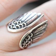 Женское кольцо с крыльями ангела, винтажное, серебряное, регулируемое, ювелирное изделие KAR327 2024 - купить недорого