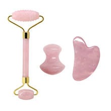 Rose Quartz Jade Massage Roller Guasha Board Natural Crystal Stone Gouache Scraper Face Massager Anti Wrinkle Beauty Tools Gift 2024 - buy cheap