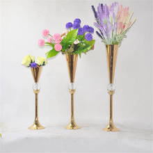 10 PCS Flowers Vase Trumpet Shape Pot Wedding Table Centerpiece Event Stand Pillar Road Lead Flower Vases For Home Decoration 2024 - buy cheap