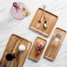 New Square Wood Pallet Tableware Cake Food Dinner Tray Japanese Dish Sushi Plate Fork Knife Dessert Plates Tea Coffee Tray Set 2024 - buy cheap