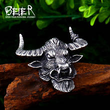 BEIER-collar de cabeza de toro vikingo de acero inoxidable 316L para hombre, con colgante, Punk, Animal, moda, alta calidad, LLLHP123P 2024 - compra barato