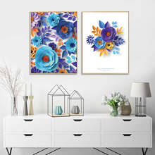 Nordic Blue Plant Flower Poster Creative Abstract Canvas Painting Wall Art Picture Cuadros Aisle Living Room Home Decoration 2024 - buy cheap