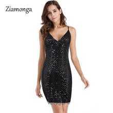 Ziamonga-vestido Vintage sin mangas para mujer, minivestido Sexy de lentejuelas bordadas con borlas, ajustado, elegante, para fiesta, 2020 2024 - compra barato