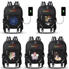 Captor de cartões anime sakura mochila com porta usb, meninos meninas homens mulheres bolsa de viagem bolsa escolar adolescente bolsa de livros para laptop 2024 - compre barato