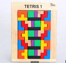 Free shipping Kids wooden building Blocks educational toy Tetris game, wood classic assembled Blocks, children's toys Blocks toy 2024 - buy cheap