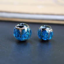10 pçs 12 14mm artesanal lampwork contas de vidro com linha ouro pintura oceano cor azul para jóias pulseira colar brinco diy 2024 - compre barato