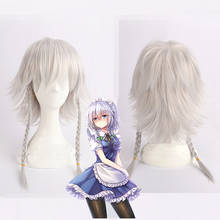 Peluca de cosplay de Juego Japonés TouHou Project Izayoi Sakuya, peluca de cabello plateado + gorro de peluca para fiesta de Halloween 2024 - compra barato