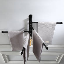 2/3/4/5-Bar black bathroom towel rack rotatable towel hanger space aluminum wall mounted hook hanger kitchen shelf 2024 - buy cheap