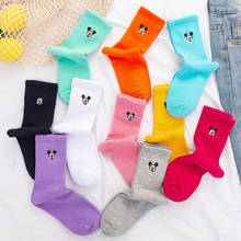 Disney 1 Pcs  New Girls Mickey Head Embroidered Cartoon Cute Socks Cotton Summer Thin Cotton Colorful Socks 2024 - buy cheap