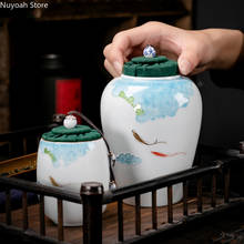 Hand-painted Ceramic Tea Caddy Household Tea Box Moisture-proof Sealed Tank Storage Tank Portable Tea Set Accessories Handicraft 2024 - buy cheap