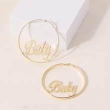 2020 Wholesale INS Hot Selling Earrings Exaggerated Big Circle Baby English Letter Earrings Popular Jewelry Factory Direct Sales 2024 - buy cheap