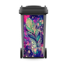 3D Rubbish Bin Sticker Colorful Feather Art Wallpaper mural Wall Print Decal Removable Wall Mural Photo self adhesive Gift 2024 - buy cheap