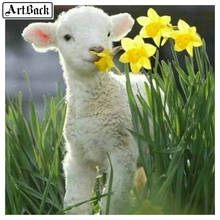 5d diy diamond painting lamb flower cross stitch full square & round diamond mosaic animal 3d diamond embroidery sheep sticker 2024 - buy cheap