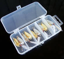 10PCS Fish Spoon Lure Feather Hook Fishing Bait Gold Color with Box Mix Kit 2024 - buy cheap