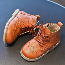 Botas de piel sintética con cremallera para niños pequeños, zapatos de escuela marrón, 1, 2, 3, 4, 5, 6 y 7 años, novedad 2024 - compra barato