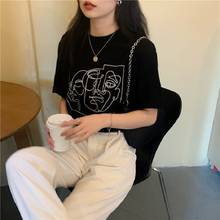 Fashion Punk Face Gothic Print Women T-Shirts Harajuku Cotton Short Sleeve Korean Styles Tops Streetwear Clothes T-shirt 2024 - buy cheap