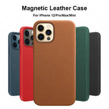 Магнитный чехол из натуральной кожи для iPhone 12 Pro Max 12 Mini, противоударный роскошный чехол-накладка для iPhone 12 Pro, кожаный кошелек 2024 - купить недорого