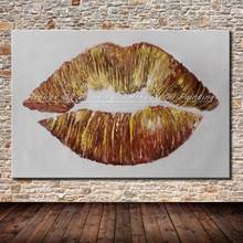 Arthyx Hand Painted Modern Abstract Big Lips Oil Painting On Canvas Hand Made Cartoon Painting Wall Art Picture For Office Decor 2024 - buy cheap