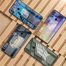 Anime ataque em titan vidro temperado caso de telefone para huawei p20 p30 p40 p40 lite pro psmart companheiro 20 30 capa escudo 2024 - compre barato