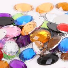 Contas acrílicas de cristal com dois furos, 50 peças fashion 13x18mm forma oval costas planas contas soltas para fazer jóias diy pulseira colar 2024 - compre barato