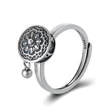 Retro Six Character Zhenyan Ring Ethnic Style Opening Ring Female Tibetan Silver Plated Revolving Amulet Faith Jewelry Gift 2024 - buy cheap