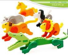 Детские деревянные игрушки, животные, 3D головоломки Монтессори, искусственные головоломки, Детские Обучающие Миниатюрные модели животных 2024 - купить недорого