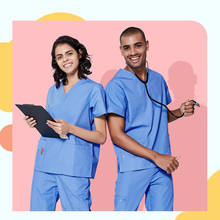 Unisex Scrub Uniform Scrubs Set Workwear Uniforms Women Men Classic V Neck Poplin Twil Top Pant Nursing Suits FRSS1715 2024 - buy cheap