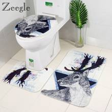 Zeegle-Juego de 3 uds. De alfombrillas antideslizantes para suelo de baño, alfombra absorbente de Pedestal para inodoro, alfombra suave de franela para pies, Set de retrete lavable 2024 - compra barato