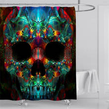 Водонепроницаемая занавеска для душа, 3d-занавеска для ванной из полиэстера, с рисунком цветной головки черепа, цифровая печать 2024 - купить недорого