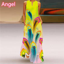 Angel  Fashion Dress 2021 Beach Casual Sundress Maxi Dresses Summer Plus Size Sleeveles Long Dress Robe Vintage V Neck Dresses 2024 - buy cheap