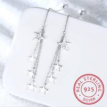 Pendientes de plata de ley 925 con forma de estrella ondulada para mujer, aretes colgantes, a la moda 2024 - compra barato