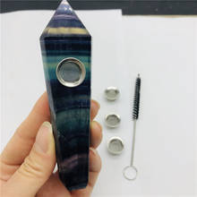 Varita de cristal de cuarzo fluorita arcoíris Natural, Pipa para Fumar hierba, reiki curativo 2024 - compra barato