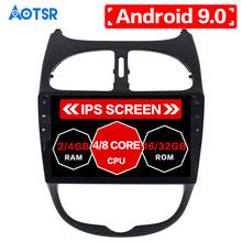 Aotsr-sistema multimídia automotivo, android 9.0, com dvd, wi-fi, gps, rádio e som estéreo, para peugeot 206 2024 - compre barato