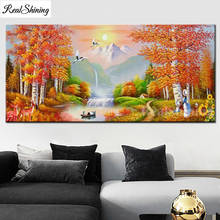 Home art Diamond Painting Autumn Red Tree Forest Sunset Diamond Embroidery full Square Round Diamond Mosaic rhinestone F1058 2024 - buy cheap