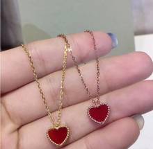 925 prata esterlina elegante coração vermelho pingente romântico vermelho gem pedra colar gargantilha colar de prata feminino famosa marca jóias 2024 - compre barato