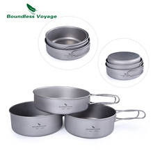 Ilimitado viagem titanium pot pan conjunto de acampamento ao ar livre panela com alça dobrável portátil piquenique panelas Ti1575B-Ti1577B 2024 - compre barato