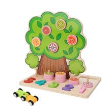 Wooden Multifunctional Fruit Tree Slide Car Toddler Digital Matching Toy Back Car Early Education Toys Kids Children Gifts 2024 - buy cheap