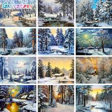 Gatyztory 60 × 75cm pintura por números lona neve cenário desenho kits pintados à mão tintas acrílicas presente original decoração da parede quadro 2024 - compre barato